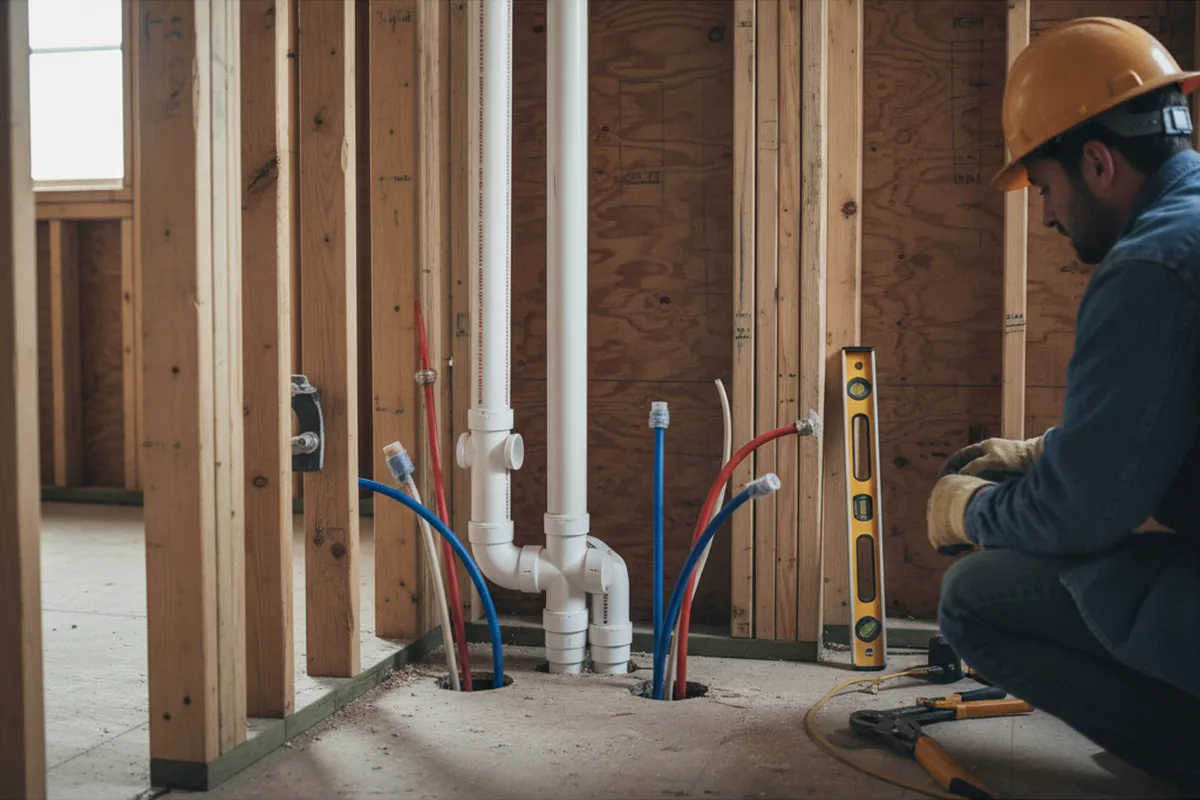Drain and supply rough-in during Drain Cleaning in Inwood